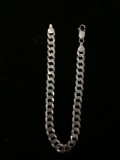 RCI Italian Made 7mm Wide 9in Long Curb Link Sterling Silver Bracelet