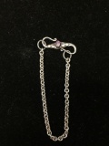 Amethyst Cabochon Center Pebble Decorated S Link Clasp 3.5mm Wide 8in Long Sterling Silver Bracelet