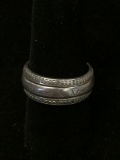 BGE Designed Diamond Accented 9mm Wide Dreamer & Heart Motif Sterling Silver Spinner Band - Size 9