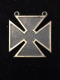 Oxidized Square 1.25in Military Cross Sterling Silver Medal