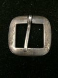 Square Asian Inspired Hand-Engraved 1.75x1.75in Sterling Silver Belt Buckle