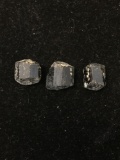 Lot of Three Various Size Rough Loose Black Scroll Tourmaline Gemstones - 27 Ctw
