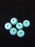 Lot of Six Matched Round 8mm Polished Loose Turquoise Beads - 16 Ctw