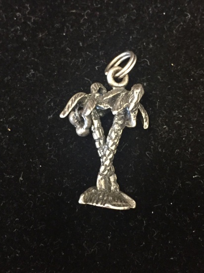 3D Aloha Palm Tree Sterling Silver Charm Pendant