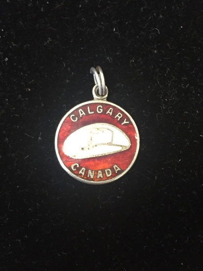 Calgary Canada Enamel Sterling Silver Charm Pendant
