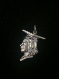 Designer Woman Graduation Sterling Silver Charm Pendant