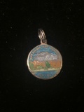 Harrison Hot Springs Hotel Enamel Lined Sterling Silver Charm Pendant