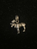 3d Moose Sterling Silver Charm Pendant