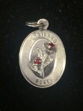 Portland Rose Sterling Silver Charm Pendant W/ Gemstones