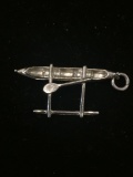 Native American Canoe Sterling Silver Charm Pendant