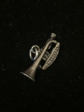New Orleans Trumpet Instrument Sterling Silver Charm Pendant