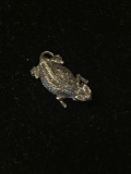 Gecko Lizard Flat Sterling Silver Charm Pendant