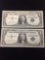 2 Count Lot of Consecutive 1957-A United States Washington $1 Silver Certificate - Uncirculated