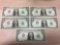 5 Count Lot of Consecutive 1963 Washington $1 Green Seal Bill Currency Notes - Uncirculated