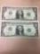 2 Count Lot of Consecutive 1963-A Washington $1 Green Seal Bill Currency Notes - Uncirculated