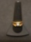 SOJ Designer 14k Yellow Gold Ring W/ Clear Gemstone Sz 10.5 - 5.8g