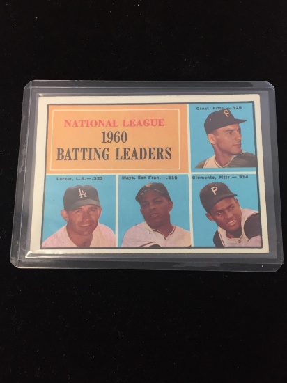 1961 Topps #41 NL Batting Leaders - Willie Mays & Roberto Clemente