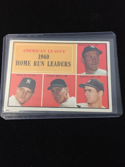 1961 Topps #44 AL Home Run Leaders - Mickey Mantle & Roger Maris Vintage Baseball Card