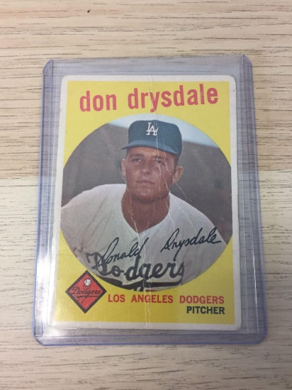 1959 Topps #387 Don Drysdale Dodgers Vintage Baseball Card