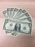 9 Count Lot of 1963-A United States Washington Green Seal Bill Currency Notes - Uncirculated