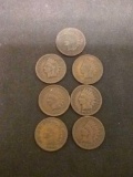 7 Count Lot of United States Indian Head Pennies 1892-1907