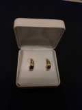 Stunning Pair Of 14k Yellow Gold & Diamond Lined Earrings - 4.7g