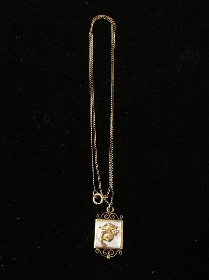 Gold Filled Vintage US Navy Pendant And Chain Necklace