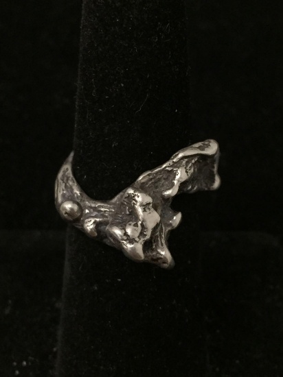 Amazing Carved Abstract Art Modernist Sterling Silver Ring Sz 6