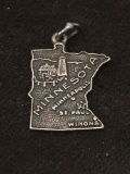 Minnesota Outlined Sterling Silver Charm Pendant