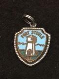 Fort Steel BC Canada Enameled Sterling Silver Charm Pendant