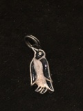 Enamel Lined Penguin Sterling Silver Charm Pendant