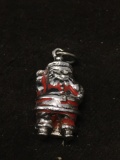 Enameled Santa Claus Sterling Silver Charm Pendant