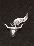 JP 3D Carved Bull Texas Sterling Silver Charm Pendant