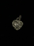 Pierced 3D Heart Sterling Silver Charm Pendant