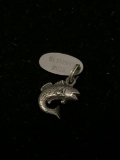 Westport WA Carved Fish Sterling Silver Charm Pendant