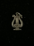 Musical Harp Instrument Sterling Silver Charm Pendant