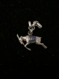 Antique Enameled NAVY Ram Sterling Silver Charm Pendant