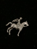 Cowboy Riding Horse Sterling Silver Charm Pendant