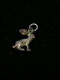 Carved Bunny Rabbit Sterling Silver Charm Pendant
