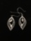 Marquise Shaped Sterling Silver Lace Decorated 2in Long Pair of Sterling Silver Drop Earrings