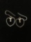 Handmade Wire Designed Pair of 1.5in Long Heart Motif Sterling Silver Earrings