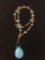 Teardrop Shaped 1.25in Long Turquoise Pendant 18in Beaded Gemstone Necklace w/ Sterling Silver