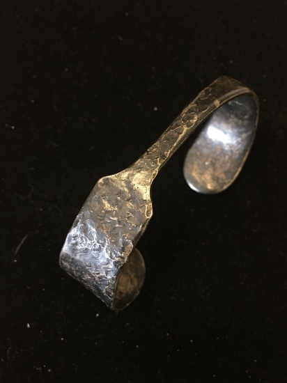 Pick Barth Designed 18mm Wide Tapered 3in Diameter Hammer Finished Sterling Silver Rustic Cuff