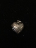 Filigree Engraved Vintage 0.75in Tall Sterling Silver Puffy Heart Locket Pendant