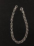 REU Designed Double Cable Link 4.5mm Wide 8in Long Sterling Silver Charm Bracelet