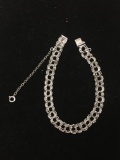 TC Designed 7.0mm Wide Triple Twisted Curb Link 8in Long Sterling Silver Charm Bracelet