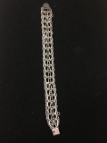 Signed Designer High Polished & Twisted Saddle Link w/ Rope Link Detail 15mm Wide Sterling Silver