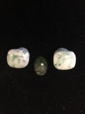 Lot of Three Polished Fashioned Pieces of Jade Items