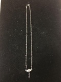 Hand-Crafted 16in Long Sterling Silver Necklace w/ Round 4mm Amethyst Bead Stations & Drop Pendant