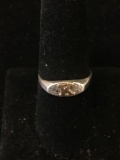 Initial K 5mm Wide Tapered Petite Sterling Silver Signet Ring Band-Size 8